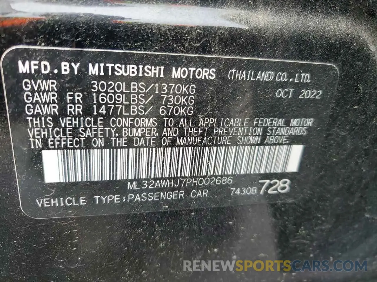 12 Photograph of a damaged car ML32AWHJ7PH002686 MITSUBISHI MIRAGE 2023