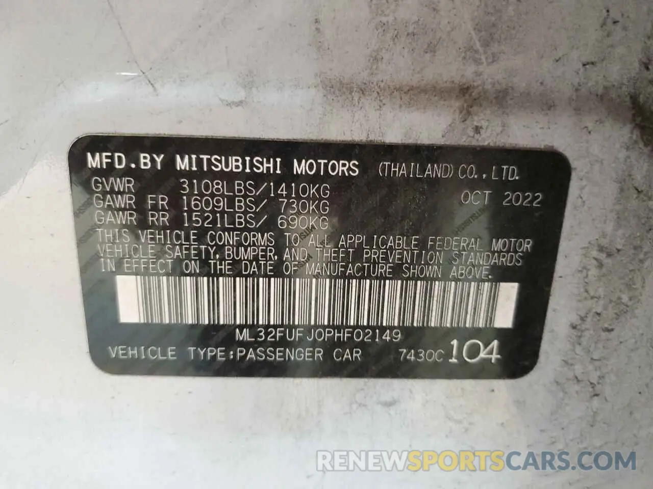 12 Photograph of a damaged car ML32FUFJ0PHF02149 MITSUBISHI MIRAGE 2023