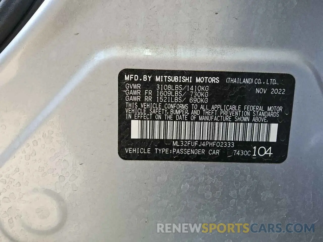12 Photograph of a damaged car ML32FUFJ4PHF02333 MITSUBISHI MIRAGE 2023