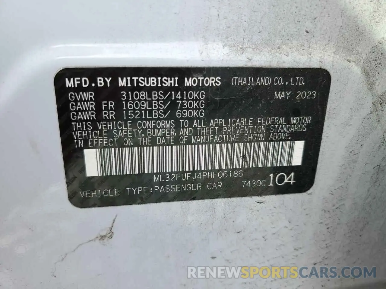 12 Photograph of a damaged car ML32FUFJ4PHF06186 MITSUBISHI MIRAGE 2023