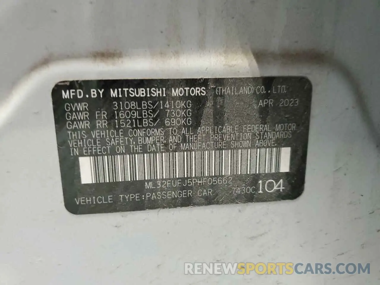 12 Photograph of a damaged car ML32FUFJ5PHF05662 MITSUBISHI MIRAGE 2023