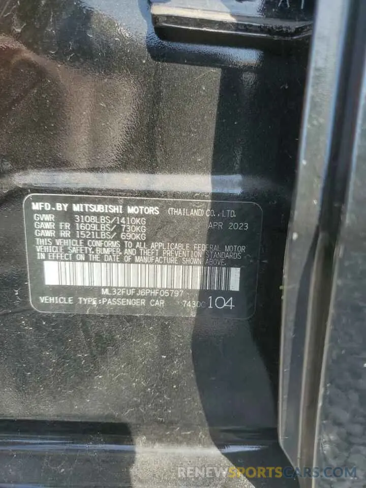 13 Photograph of a damaged car ML32FUFJ6PHF05797 MITSUBISHI MIRAGE 2023