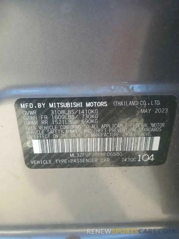 12 Photograph of a damaged car ML32FUFJ8PHF06580 MITSUBISHI MIRAGE 2023