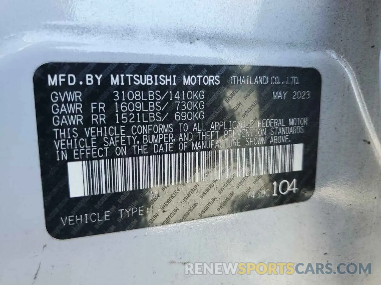 13 Photograph of a damaged car ML32FUFJXPHF06404 MITSUBISHI MIRAGE 2023