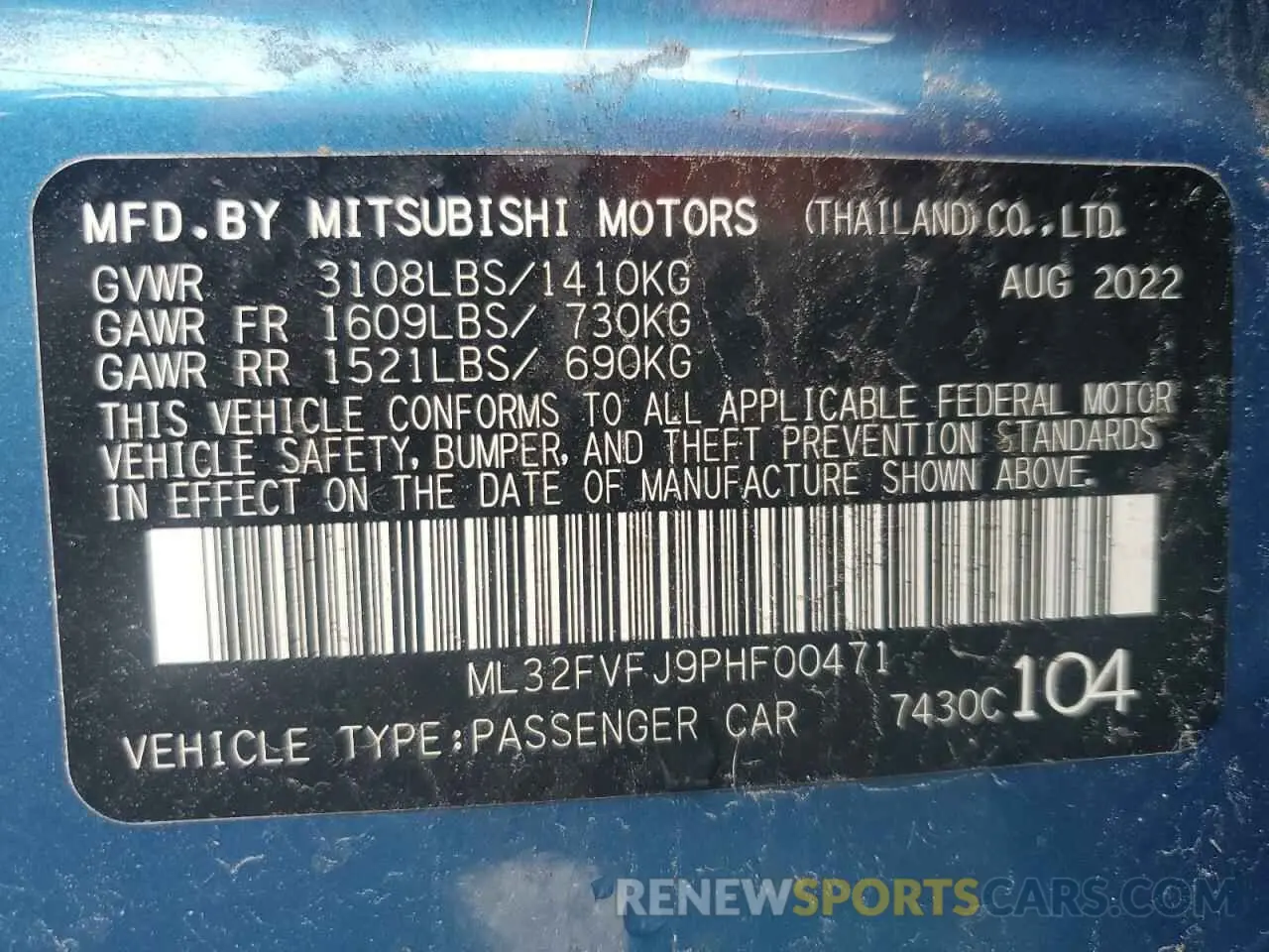 14 Photograph of a damaged car ML32FVFJ9PHF00471 MITSUBISHI MIRAGE 2023