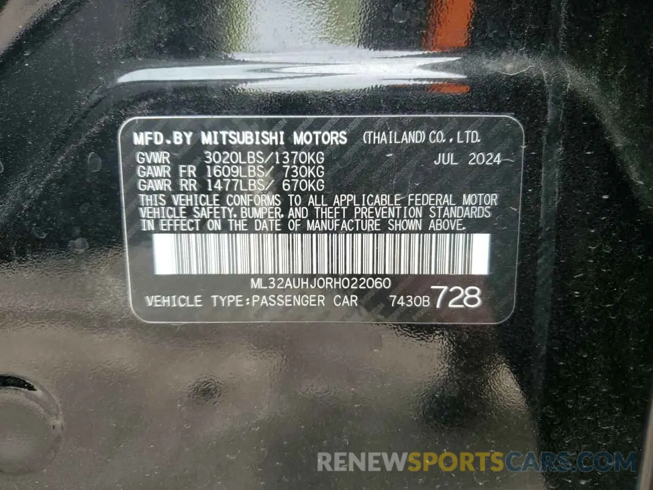 12 Photograph of a damaged car ML32AUHJ0RH022060 MITSUBISHI MIRAGE 2024