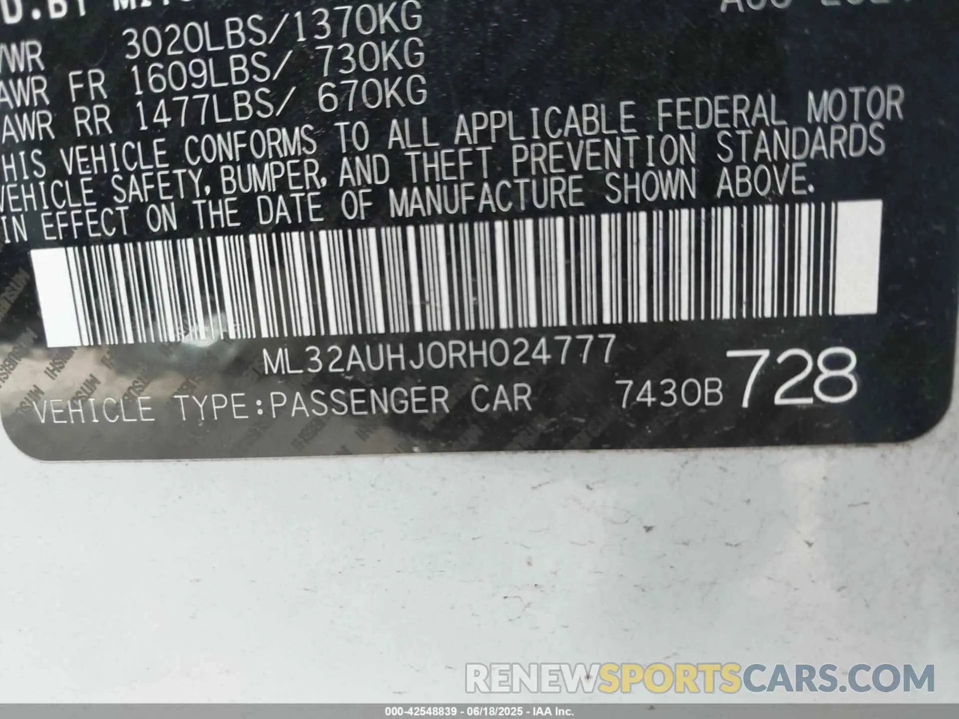 9 Photograph of a damaged car ML32AUHJ0RH024777 MITSUBISHI MIRAGE 2024