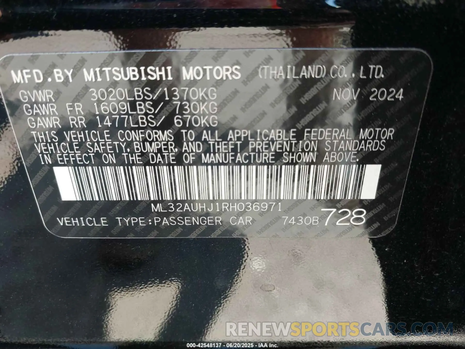 9 Photograph of a damaged car ML32AUHJ1RH036971 MITSUBISHI MIRAGE 2024