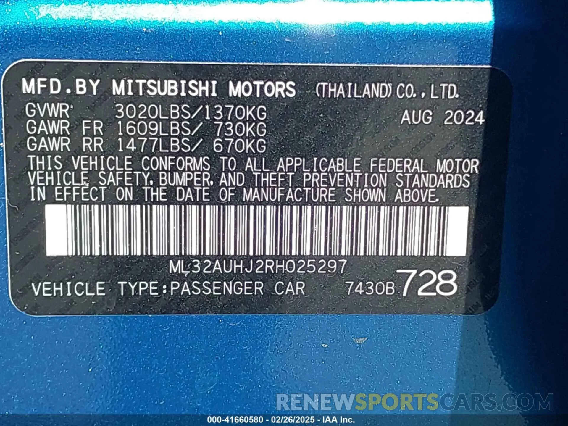 9 Photograph of a damaged car ML32AUHJ2RH025297 MITSUBISHI MIRAGE 2024