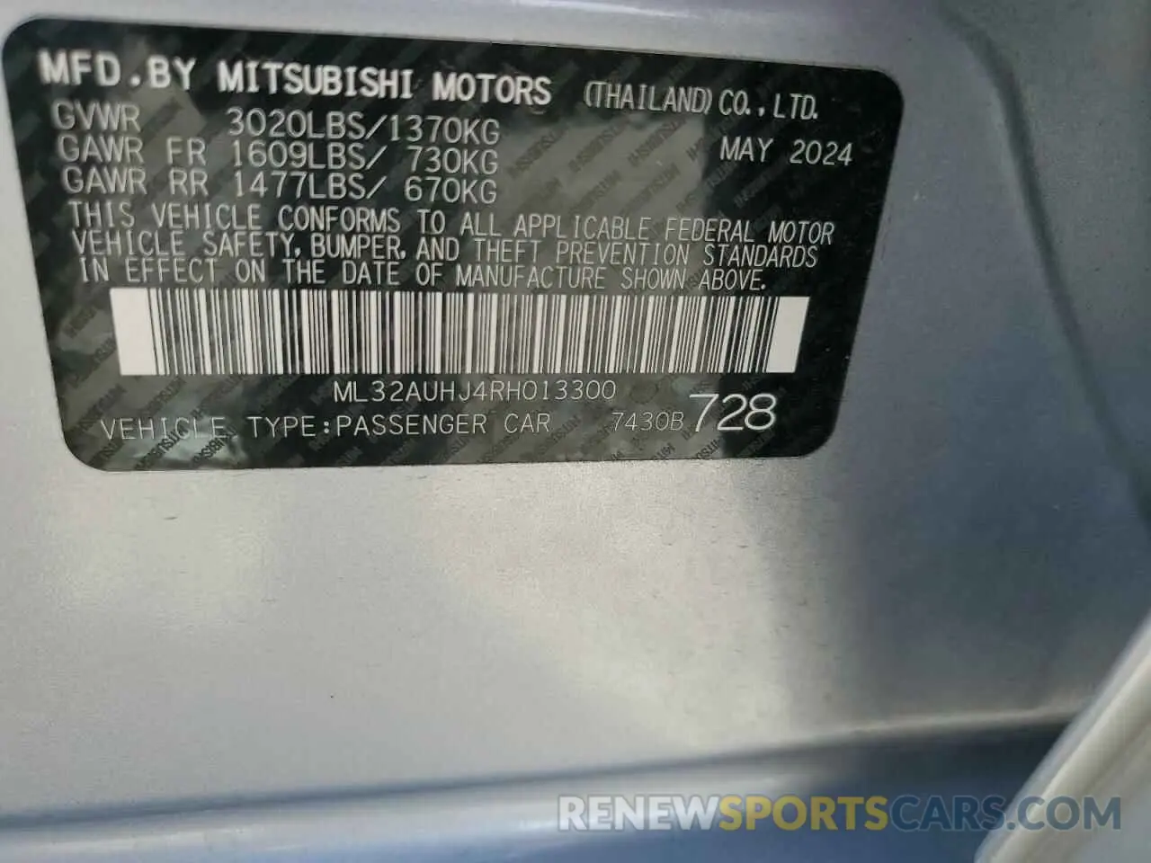 12 Photograph of a damaged car ML32AUHJ4RH013300 MITSUBISHI MIRAGE 2024