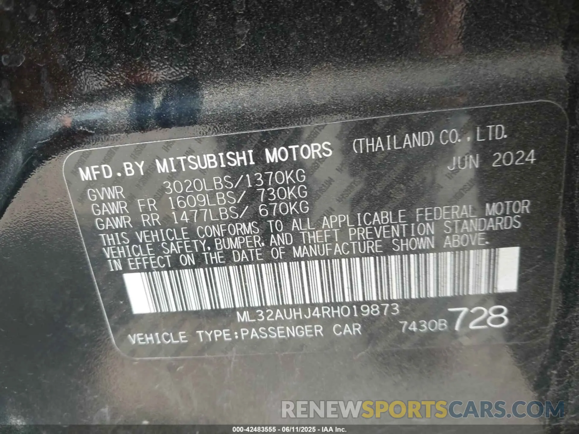 9 Photograph of a damaged car ML32AUHJ4RH019873 MITSUBISHI MIRAGE 2024