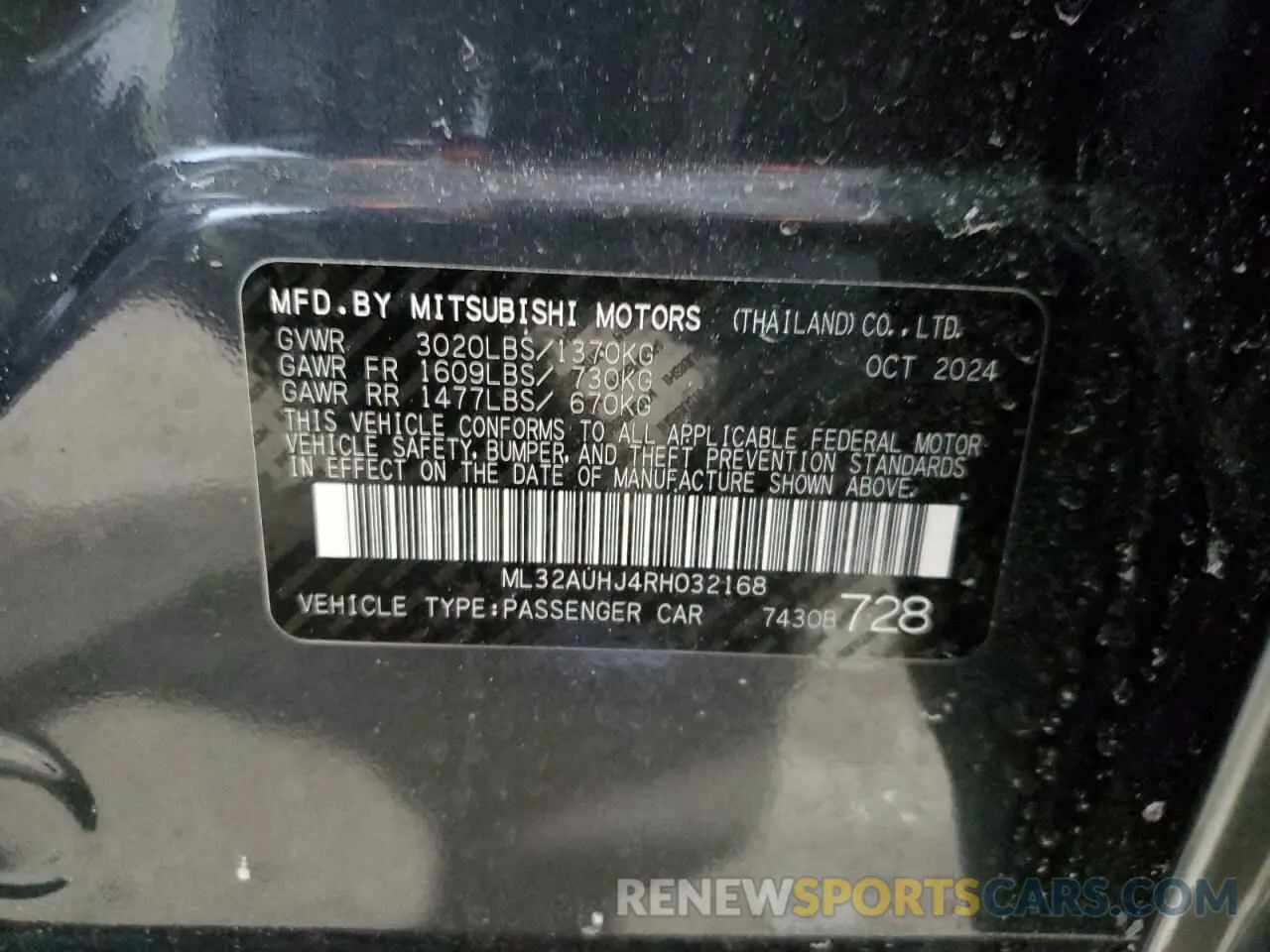 12 Photograph of a damaged car ML32AUHJ4RH032168 MITSUBISHI MIRAGE 2024