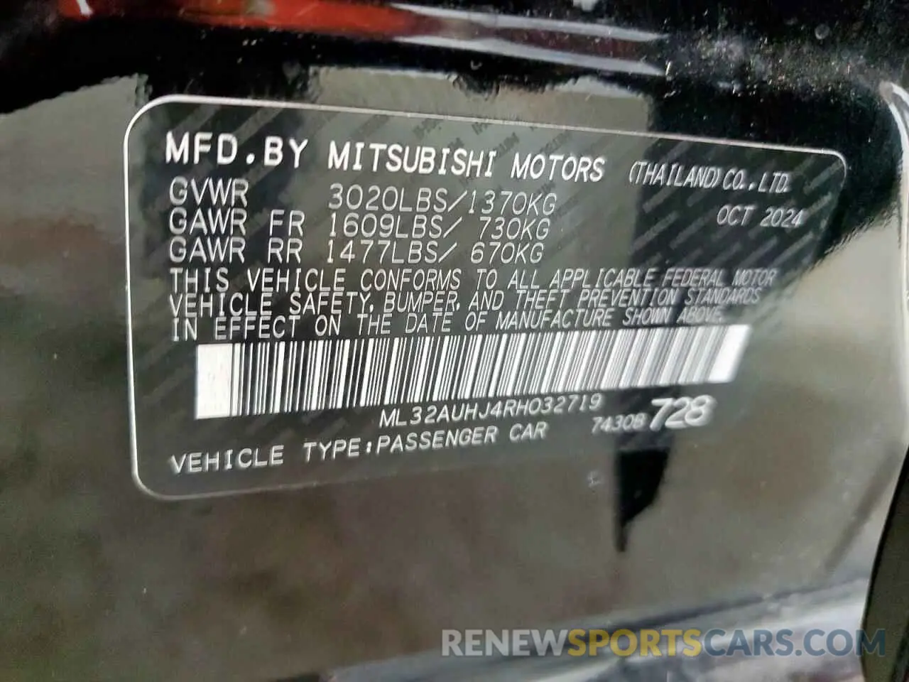 12 Photograph of a damaged car ML32AUHJ4RH032719 MITSUBISHI MIRAGE 2024