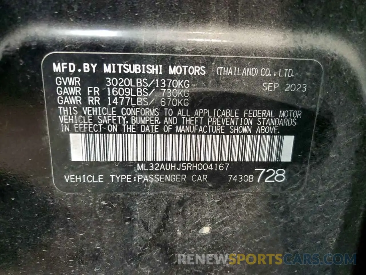 12 Photograph of a damaged car ML32AUHJ5RH004167 MITSUBISHI MIRAGE 2024