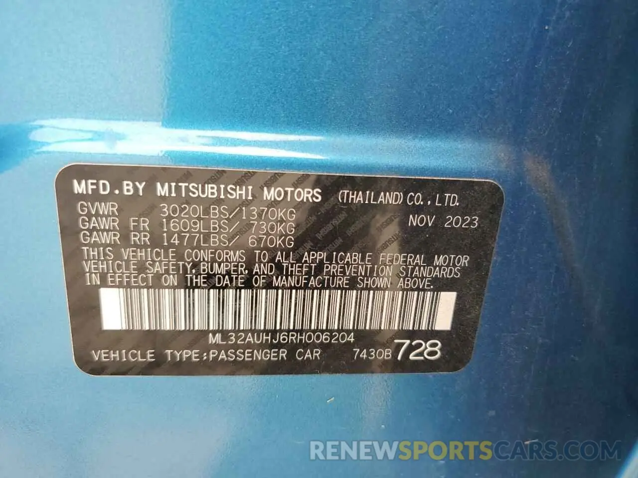 13 Photograph of a damaged car ML32AUHJ6RH006204 MITSUBISHI MIRAGE 2024