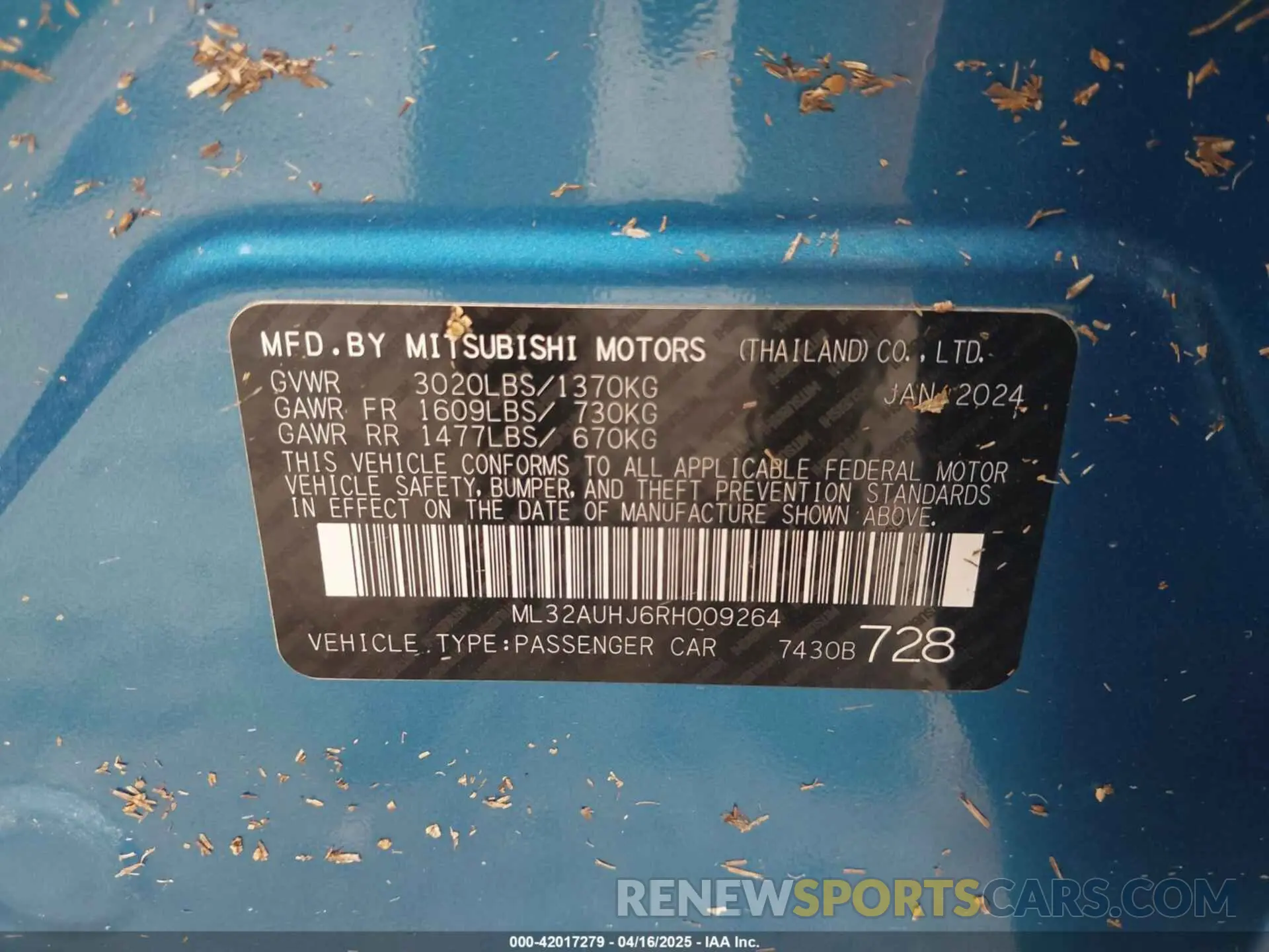 9 Photograph of a damaged car ML32AUHJ6RH009264 MITSUBISHI MIRAGE 2024
