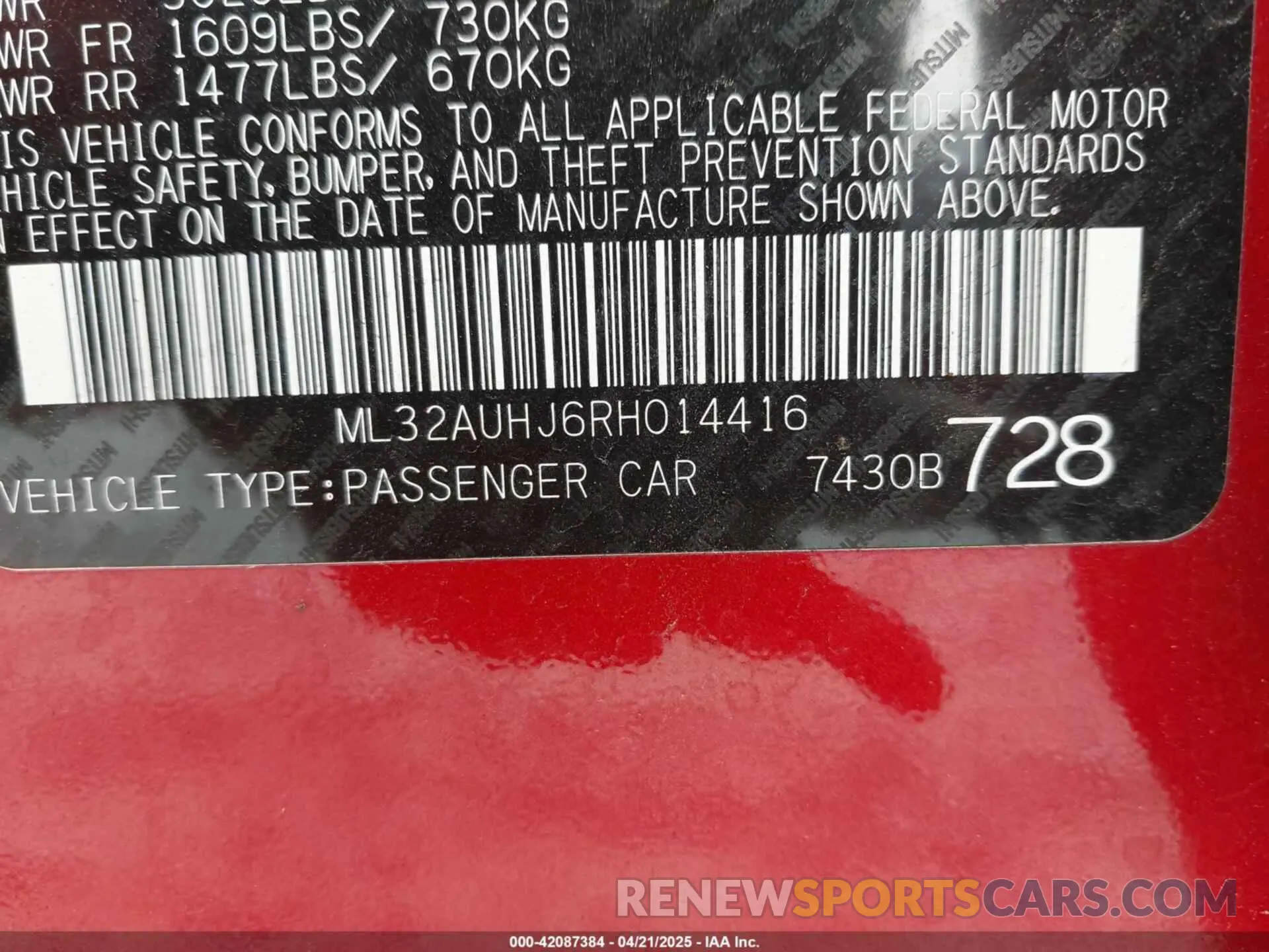 9 Photograph of a damaged car ML32AUHJ6RH014416 MITSUBISHI MIRAGE 2024