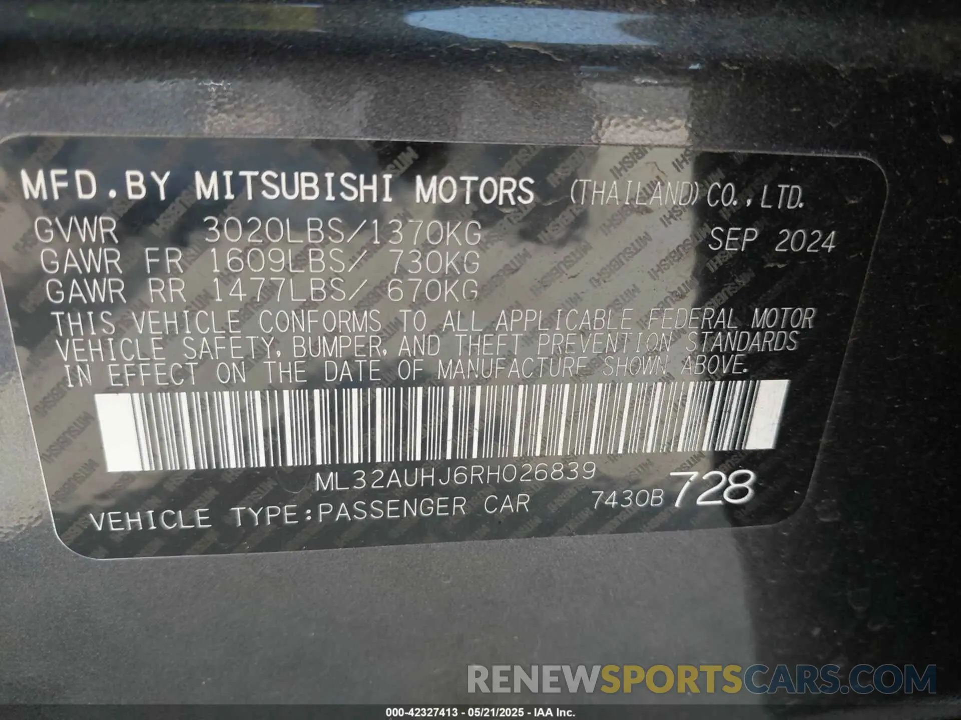 9 Photograph of a damaged car ML32AUHJ6RH026839 MITSUBISHI MIRAGE 2024