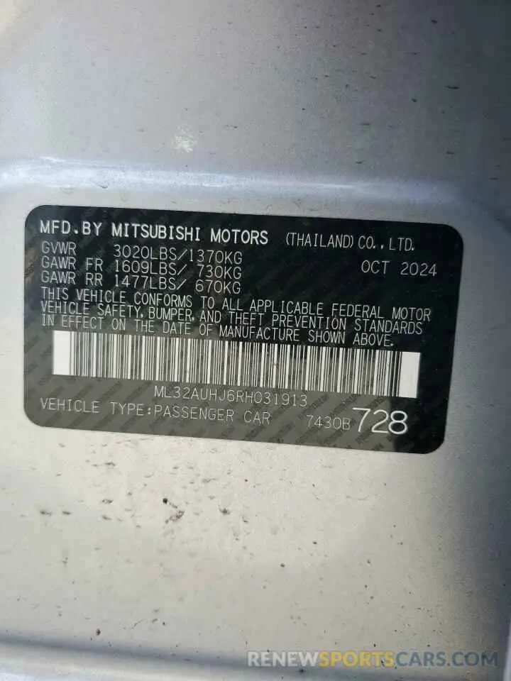 12 Photograph of a damaged car ML32AUHJ6RH031913 MITSUBISHI MIRAGE 2024