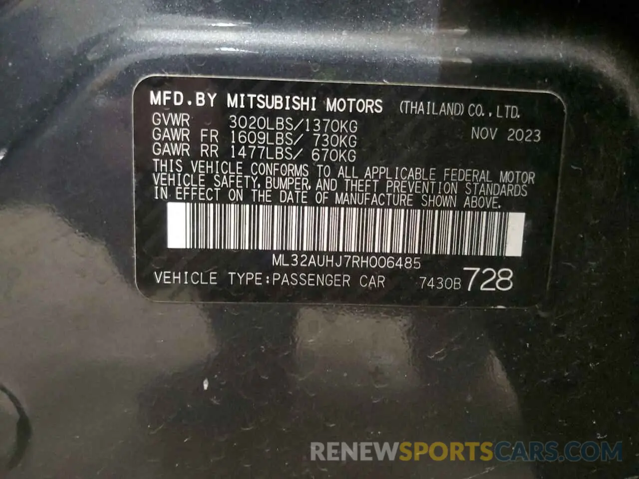 13 Photograph of a damaged car ML32AUHJ7RH006485 MITSUBISHI MIRAGE 2024