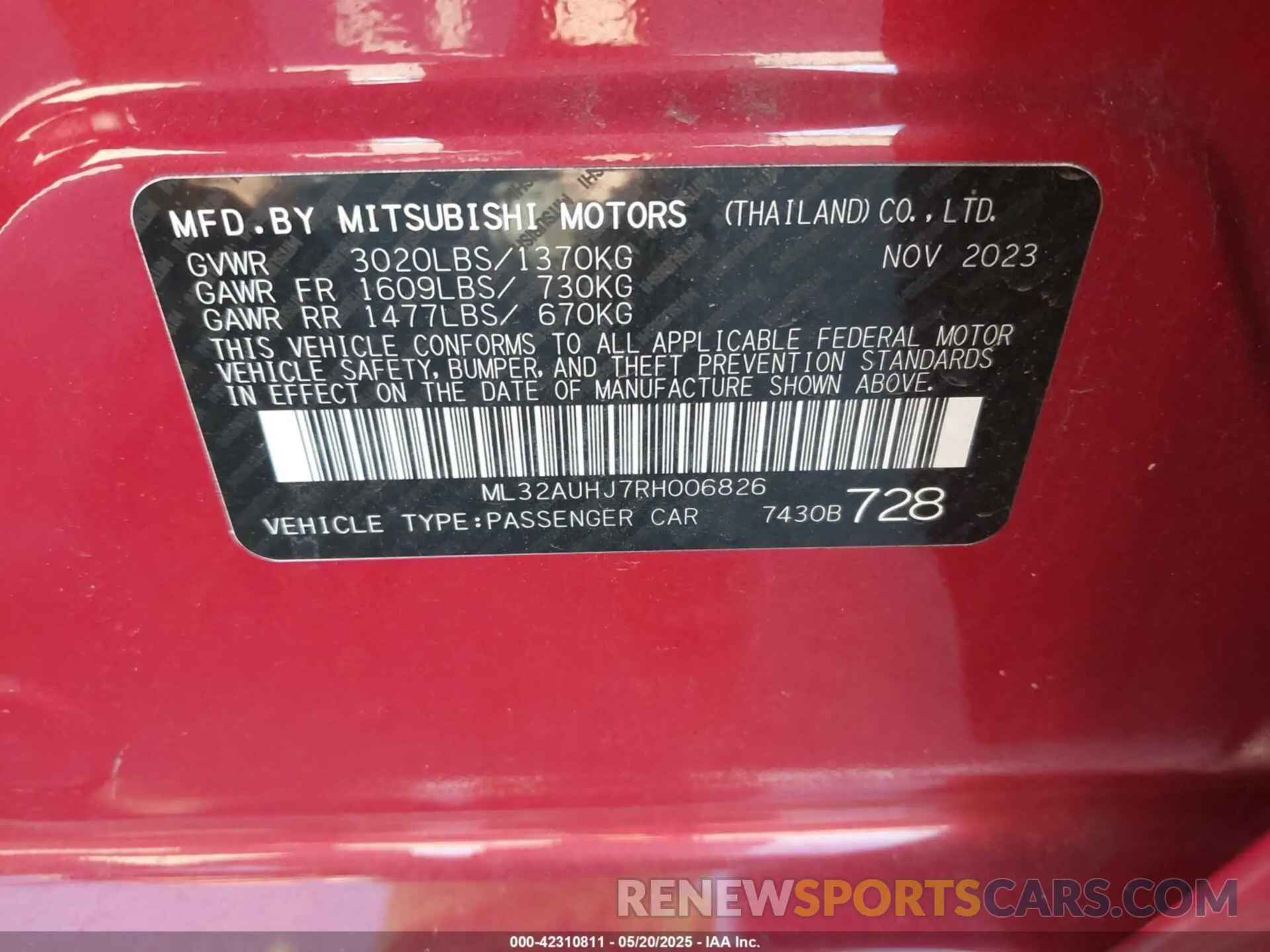 9 Photograph of a damaged car ML32AUHJ7RH006826 MITSUBISHI MIRAGE 2024
