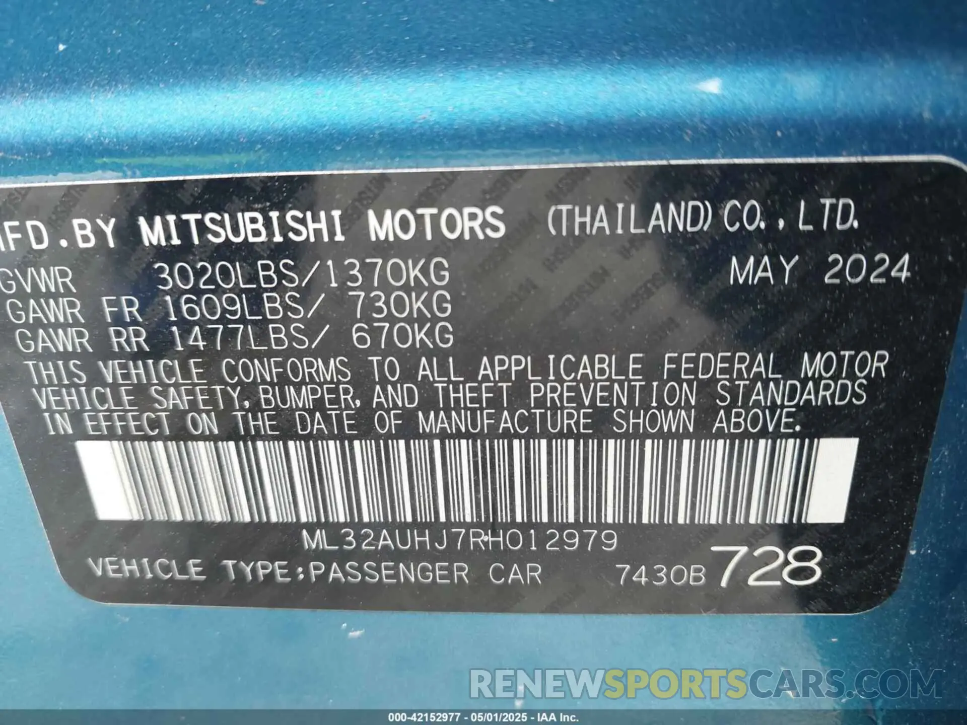 9 Photograph of a damaged car ML32AUHJ7RH012979 MITSUBISHI MIRAGE 2024
