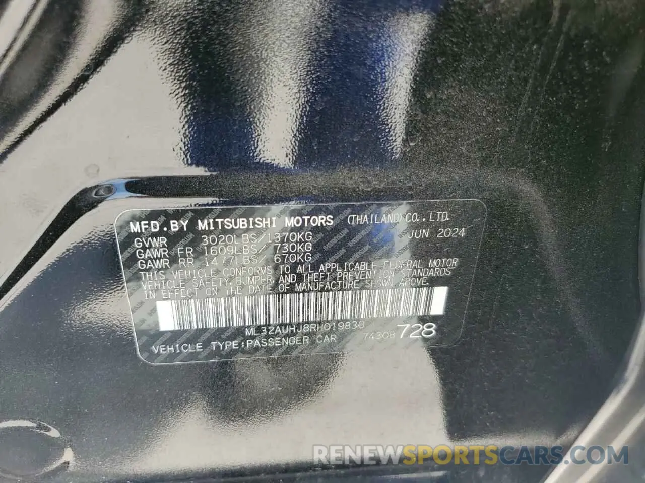 12 Photograph of a damaged car ML32AUHJ8RH019830 MITSUBISHI MIRAGE 2024