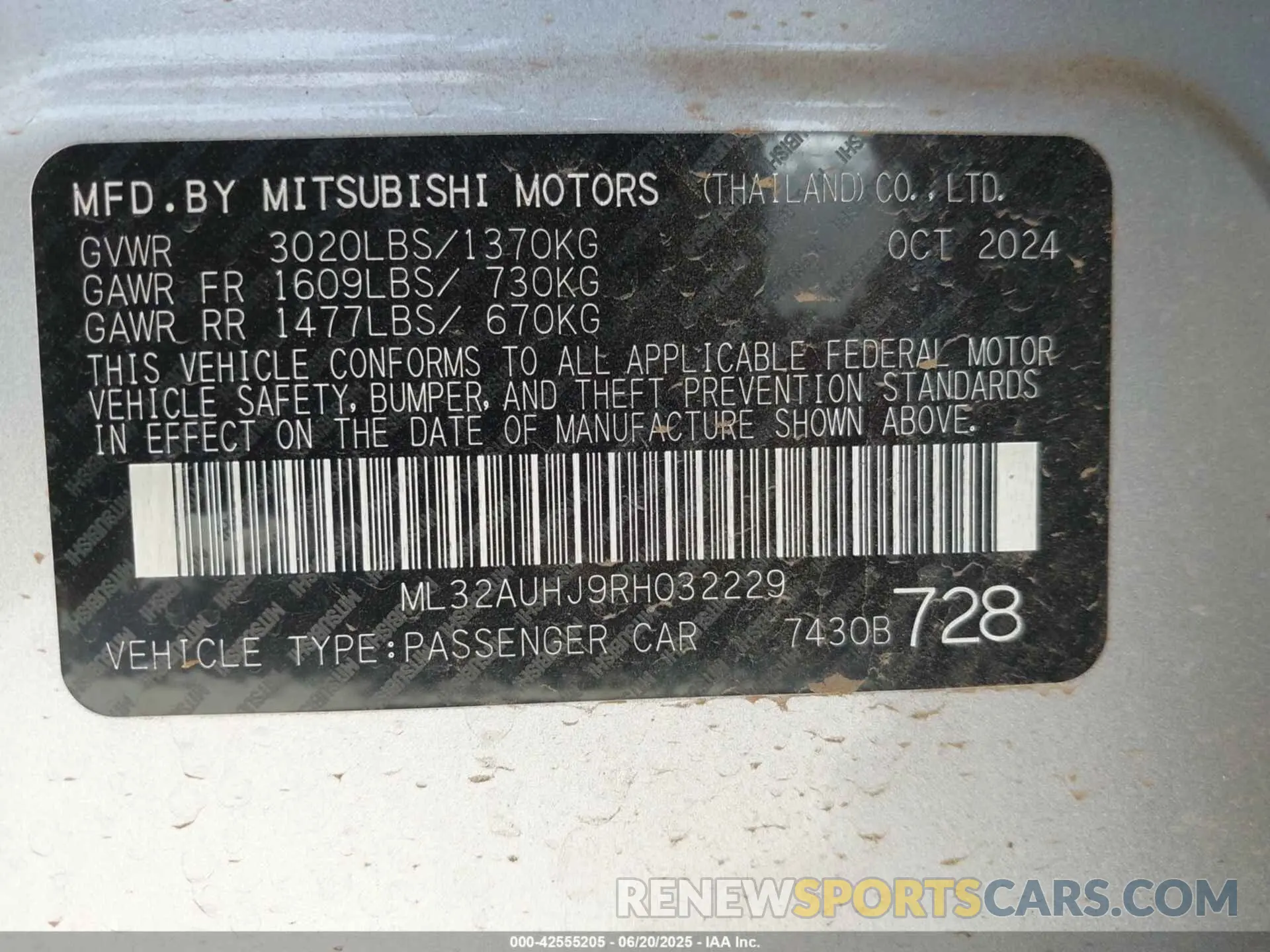 9 Photograph of a damaged car ML32AUHJ9RH032229 MITSUBISHI MIRAGE 2024