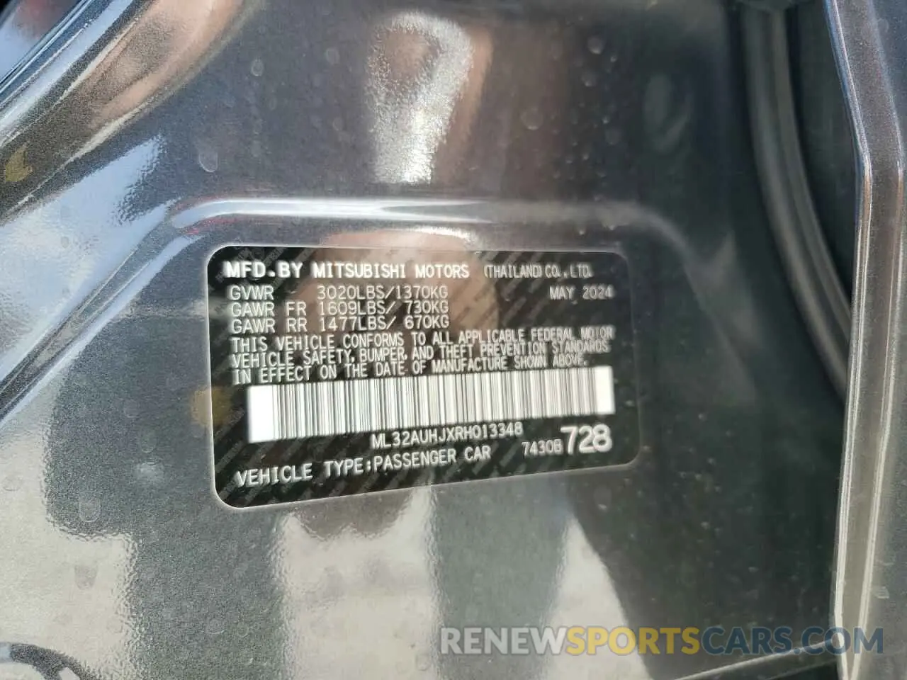 14 Photograph of a damaged car ML32AUHJXRH013348 MITSUBISHI MIRAGE 2024