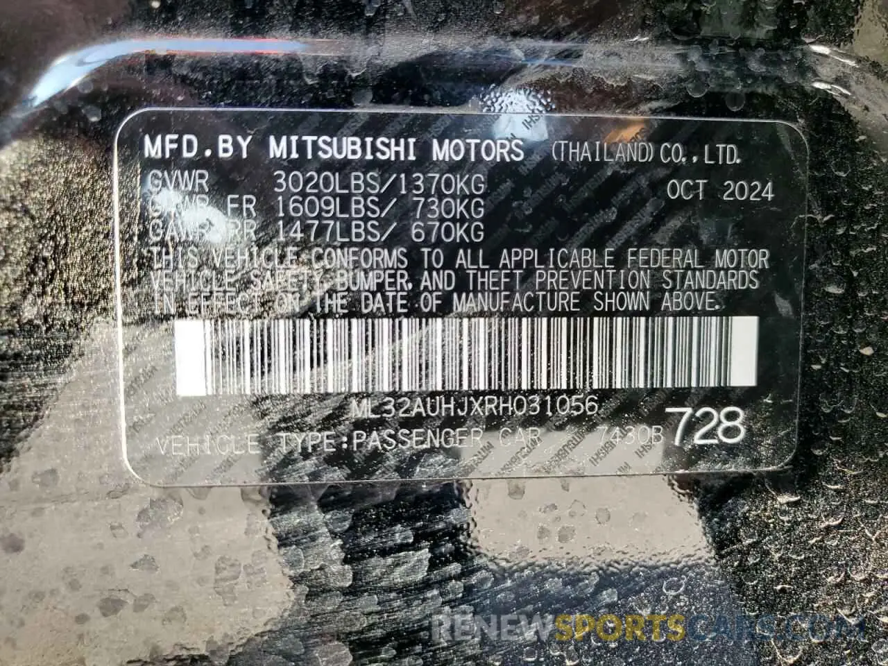 12 Photograph of a damaged car ML32AUHJXRH031056 MITSUBISHI MIRAGE 2024
