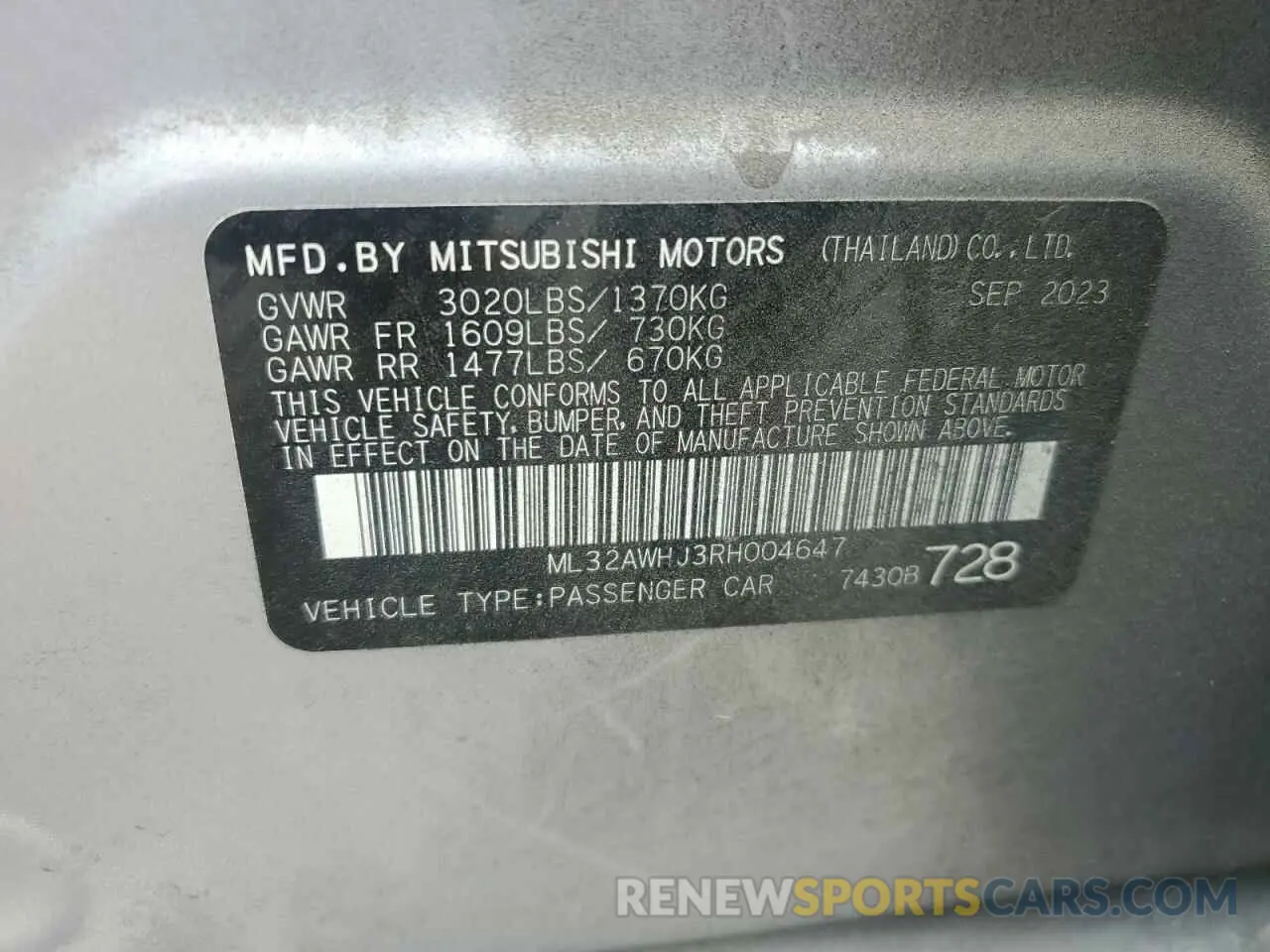 12 Photograph of a damaged car ML32AWHJ3RH004647 MITSUBISHI MIRAGE 2024