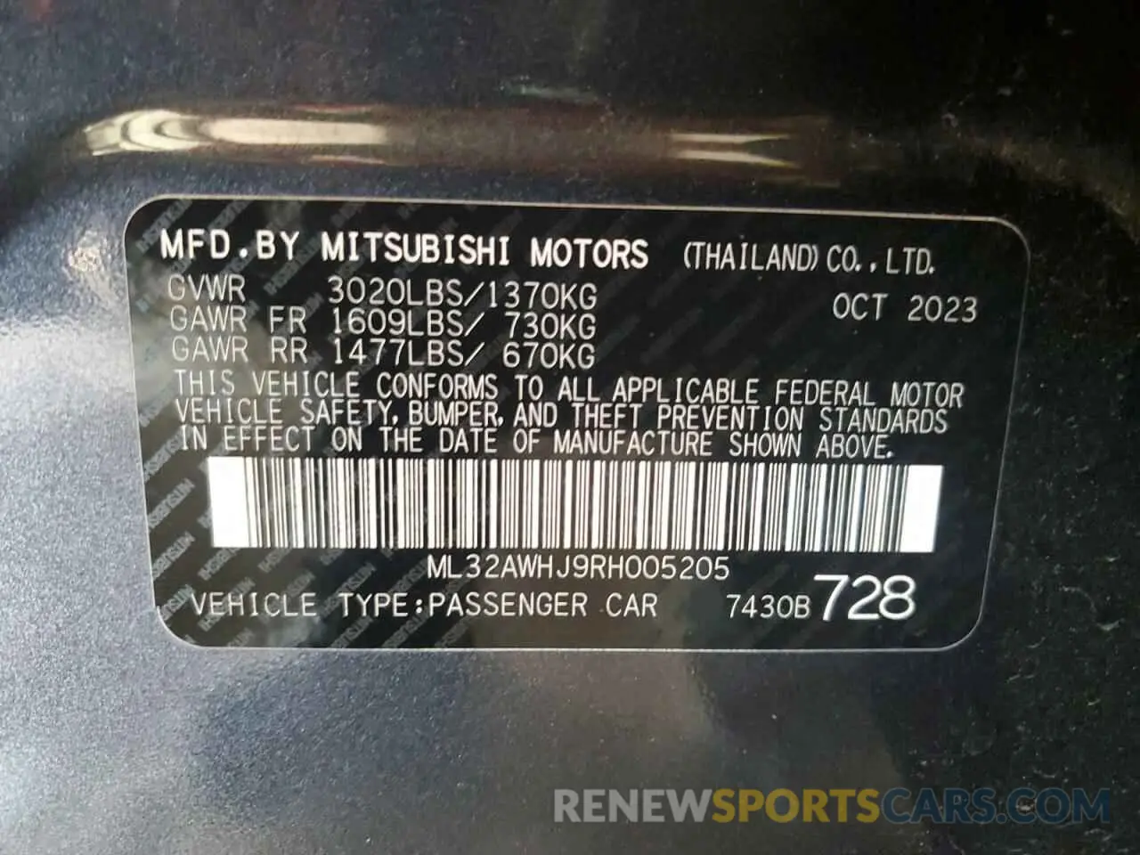 12 Photograph of a damaged car ML32AWHJ9RH005205 MITSUBISHI MIRAGE 2024