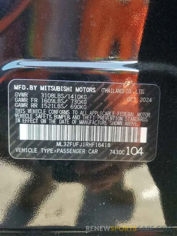 14 Photograph of a damaged car ML32FUFJ1RHF16418 MITSUBISHI MIRAGE 2024