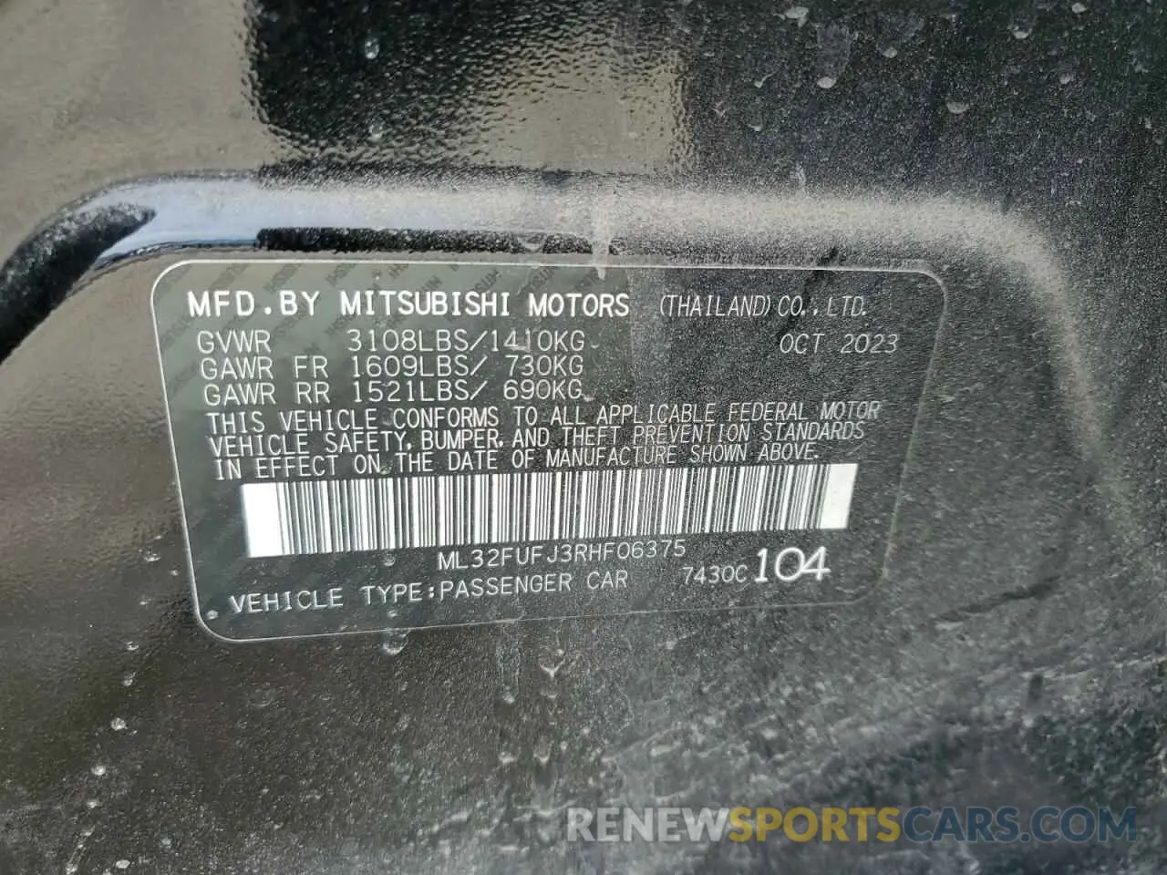 12 Photograph of a damaged car ML32FUFJ3RHF06375 MITSUBISHI MIRAGE 2024