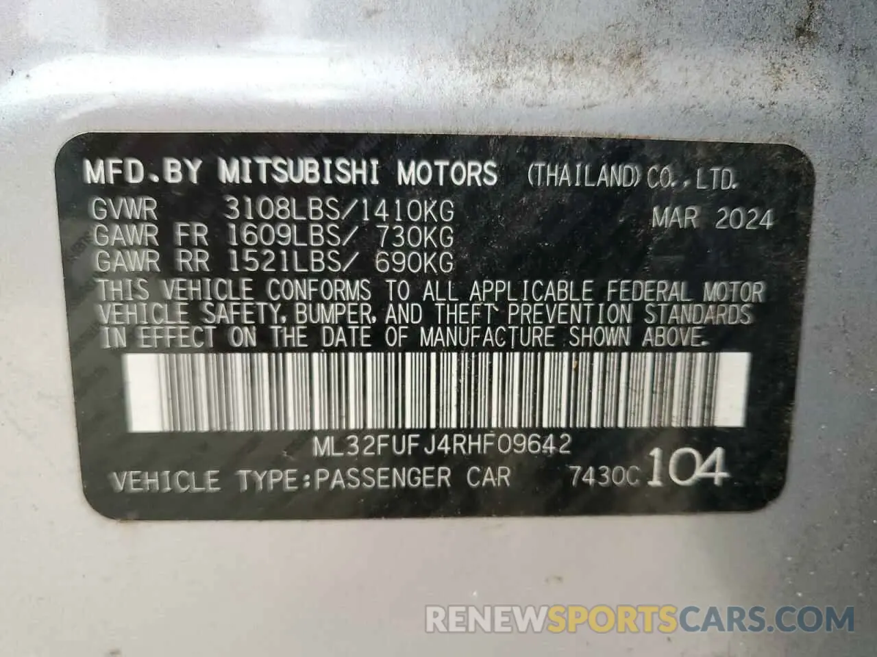 12 Photograph of a damaged car ML32FUFJ4RHF09642 MITSUBISHI MIRAGE 2024