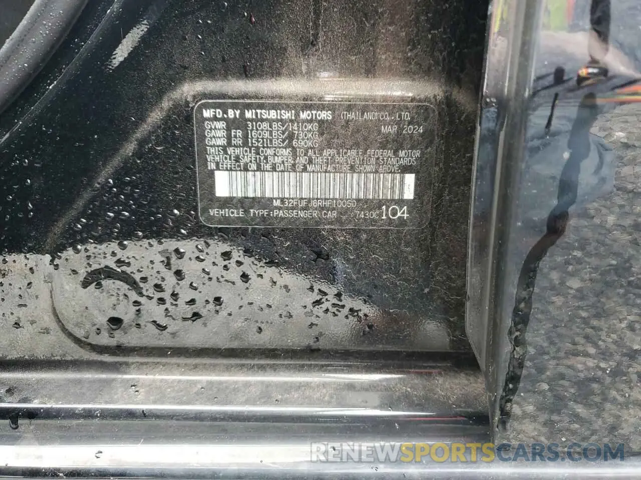 14 Photograph of a damaged car ML32FUFJ6RHF10050 MITSUBISHI MIRAGE 2024