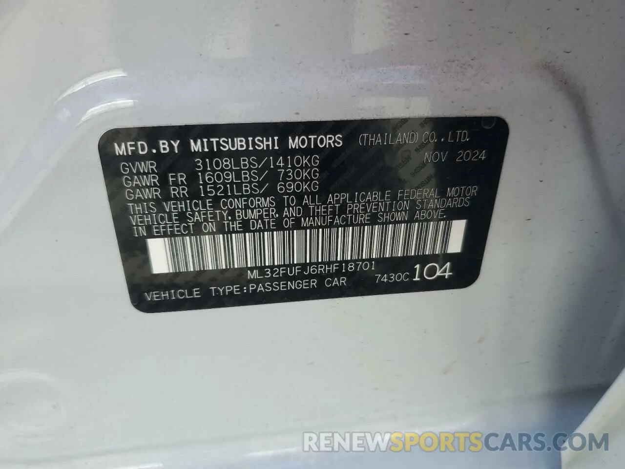 12 Photograph of a damaged car ML32FUFJ6RHF18701 MITSUBISHI MIRAGE 2024