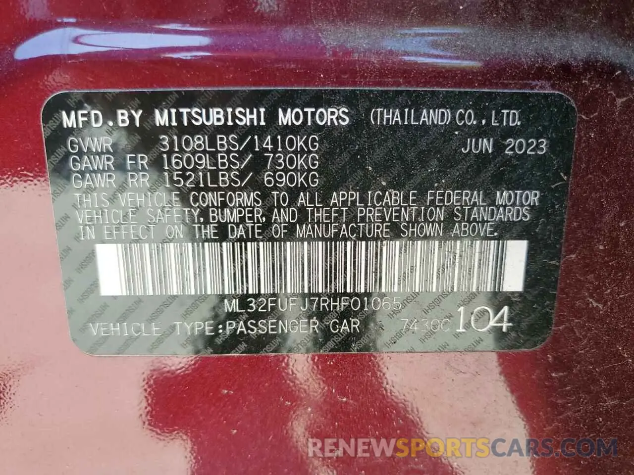 12 Photograph of a damaged car ML32FUFJ7RHF01065 MITSUBISHI MIRAGE 2024