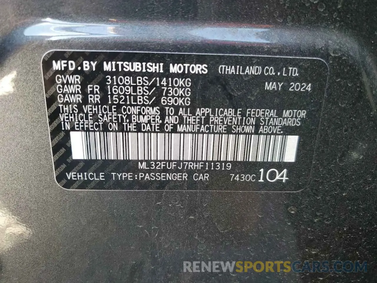 12 Photograph of a damaged car ML32FUFJ7RHF11319 MITSUBISHI MIRAGE 2024