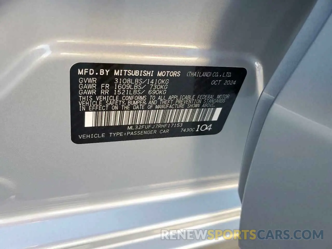 15 Photograph of a damaged car ML32FUFJ7RHF17153 MITSUBISHI MIRAGE 2024