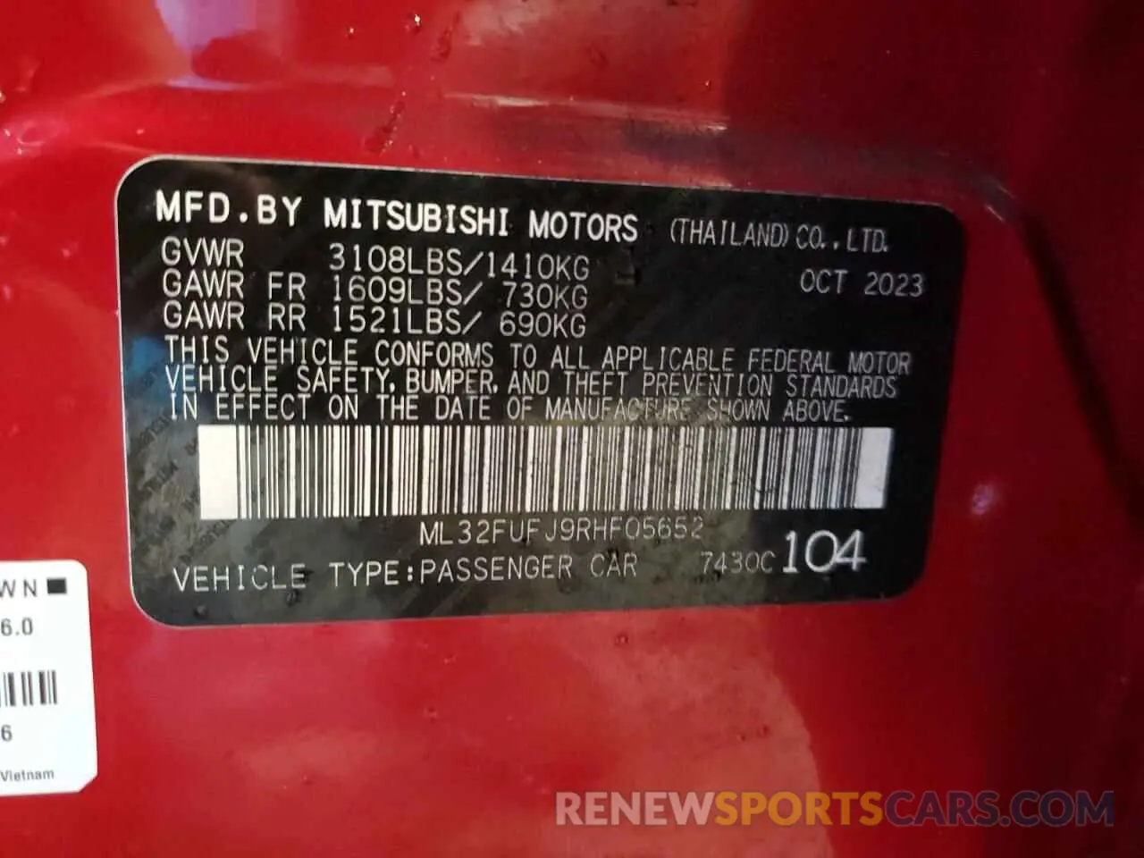 13 Photograph of a damaged car ML32FUFJ9RHF05652 MITSUBISHI MIRAGE 2024