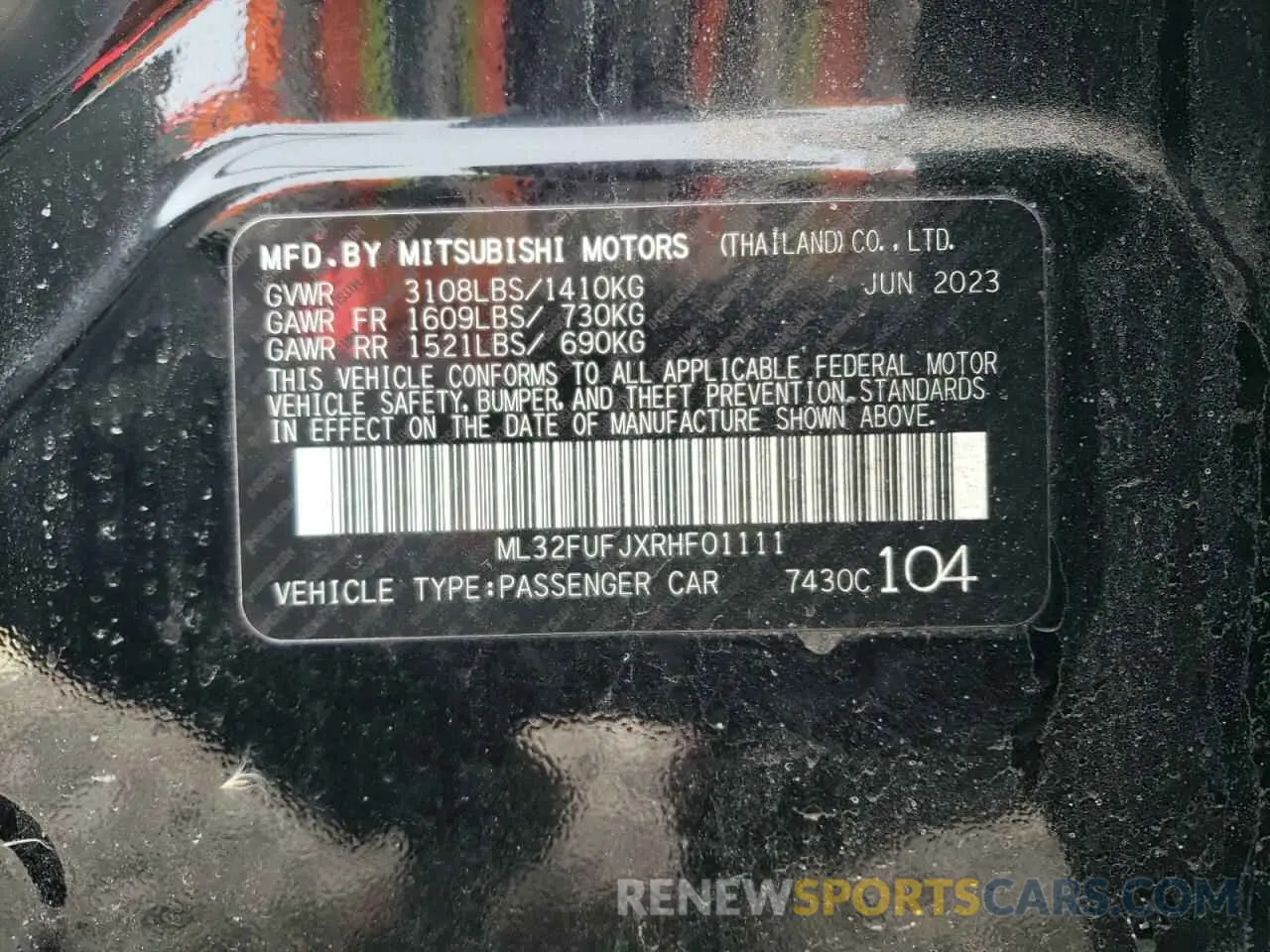 12 Photograph of a damaged car ML32FUFJXRHF01111 MITSUBISHI MIRAGE 2024