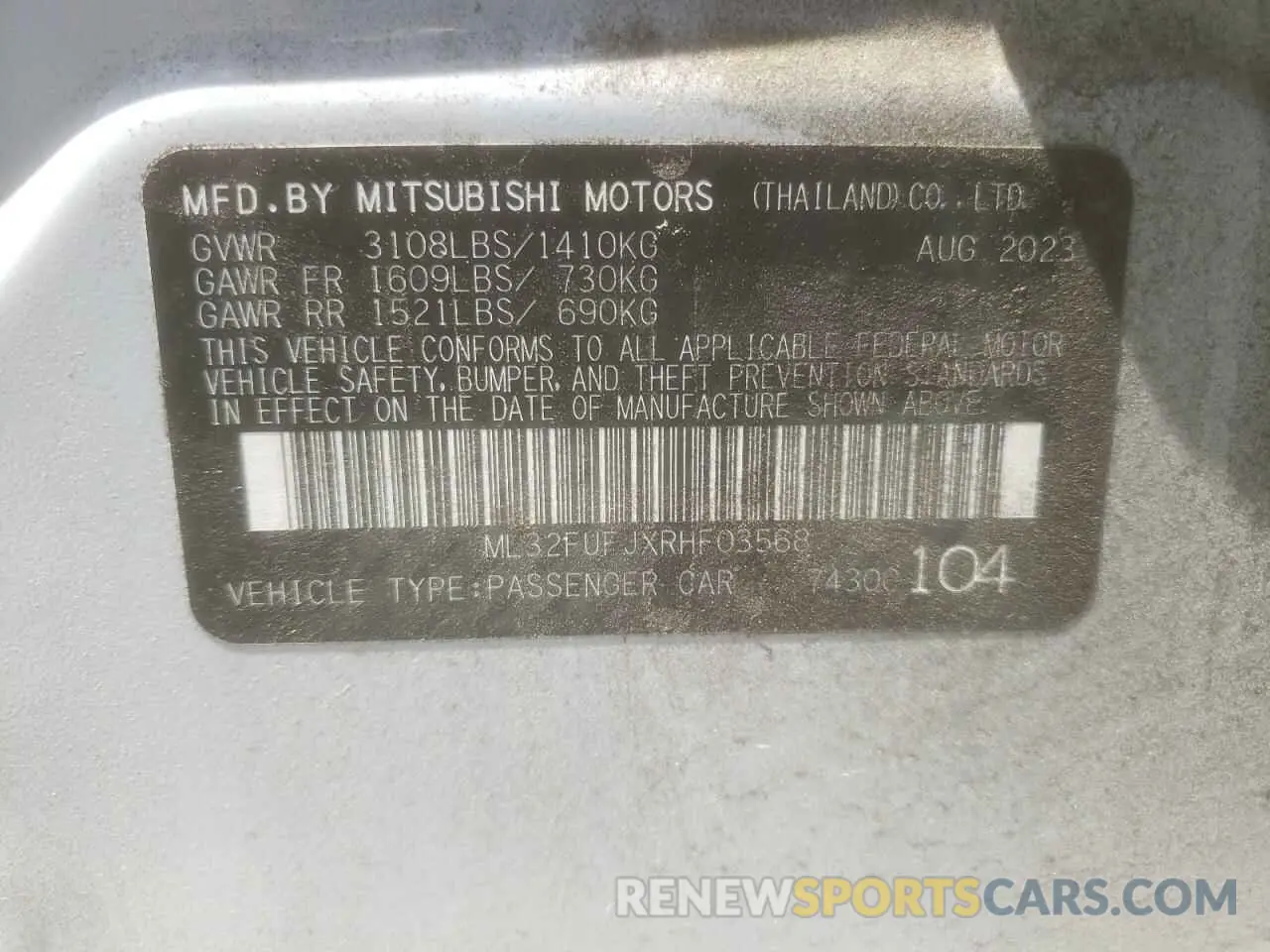 12 Photograph of a damaged car ML32FUFJXRHF03568 MITSUBISHI MIRAGE 2024