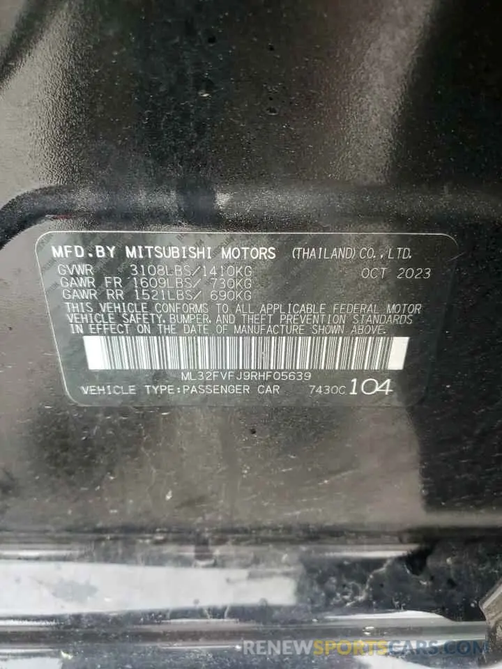 12 Photograph of a damaged car ML32FVFJ9RHF05639 MITSUBISHI MIRAGE 2024