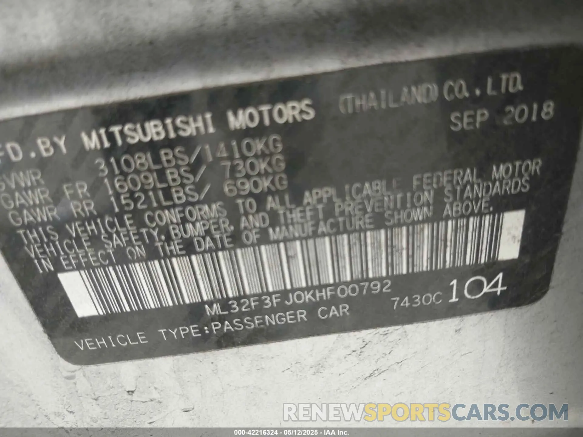 9 Photograph of a damaged car ML32F3FJ0KHF00792 MITSUBISHI MIRAGE G4 2019