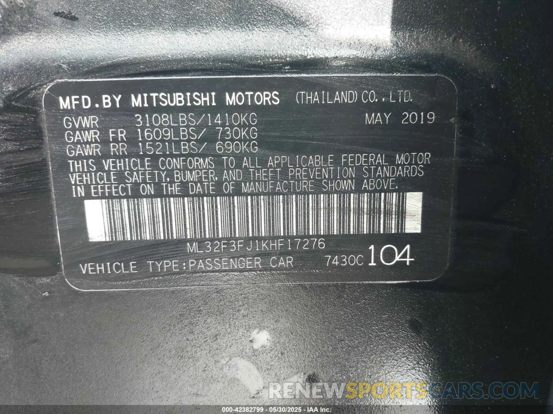 9 Photograph of a damaged car ML32F3FJ1KHF17276 MITSUBISHI MIRAGE G4 2019