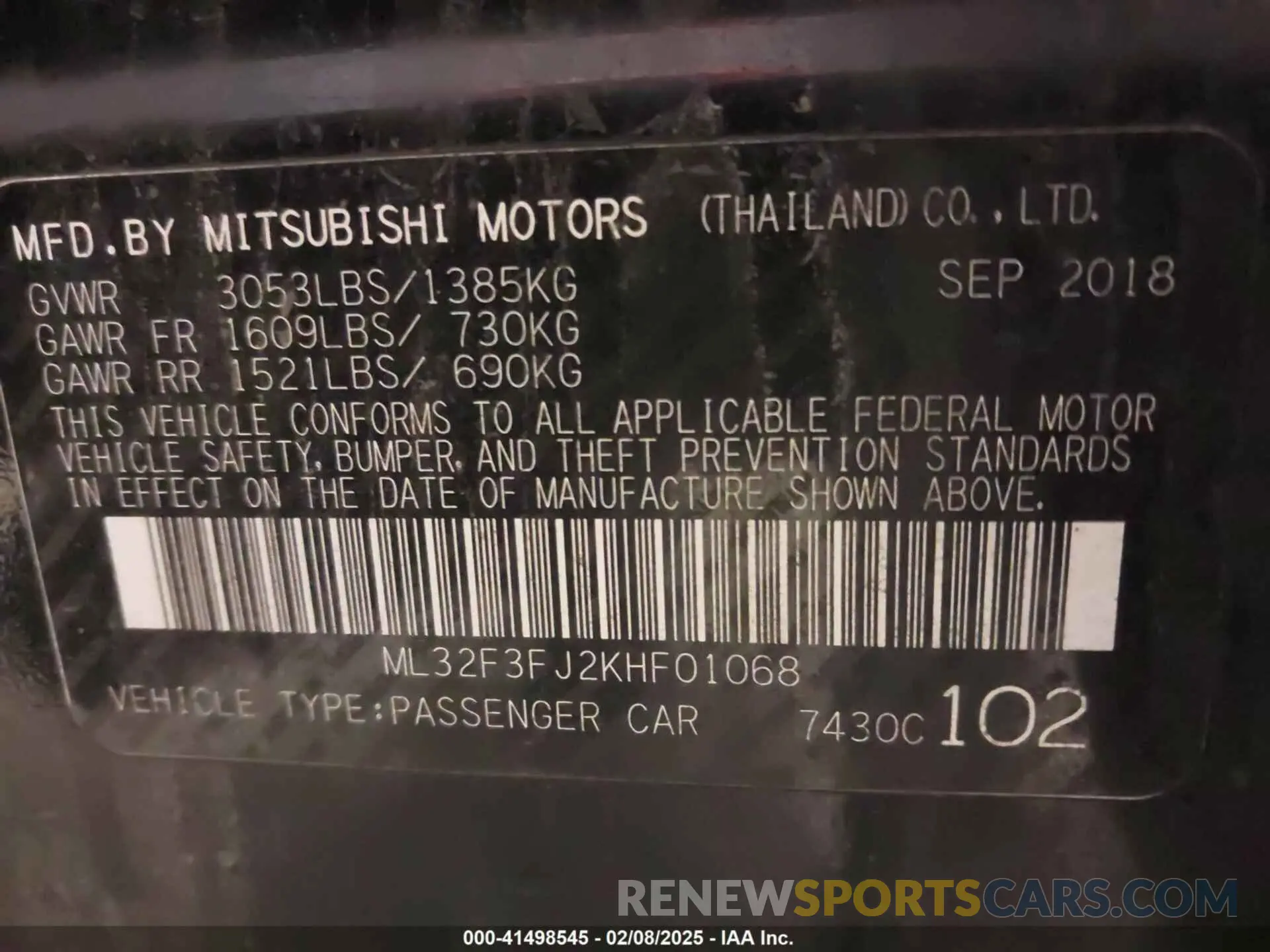 9 Photograph of a damaged car ML32F3FJ2KHF01068 MITSUBISHI MIRAGE G4 2019