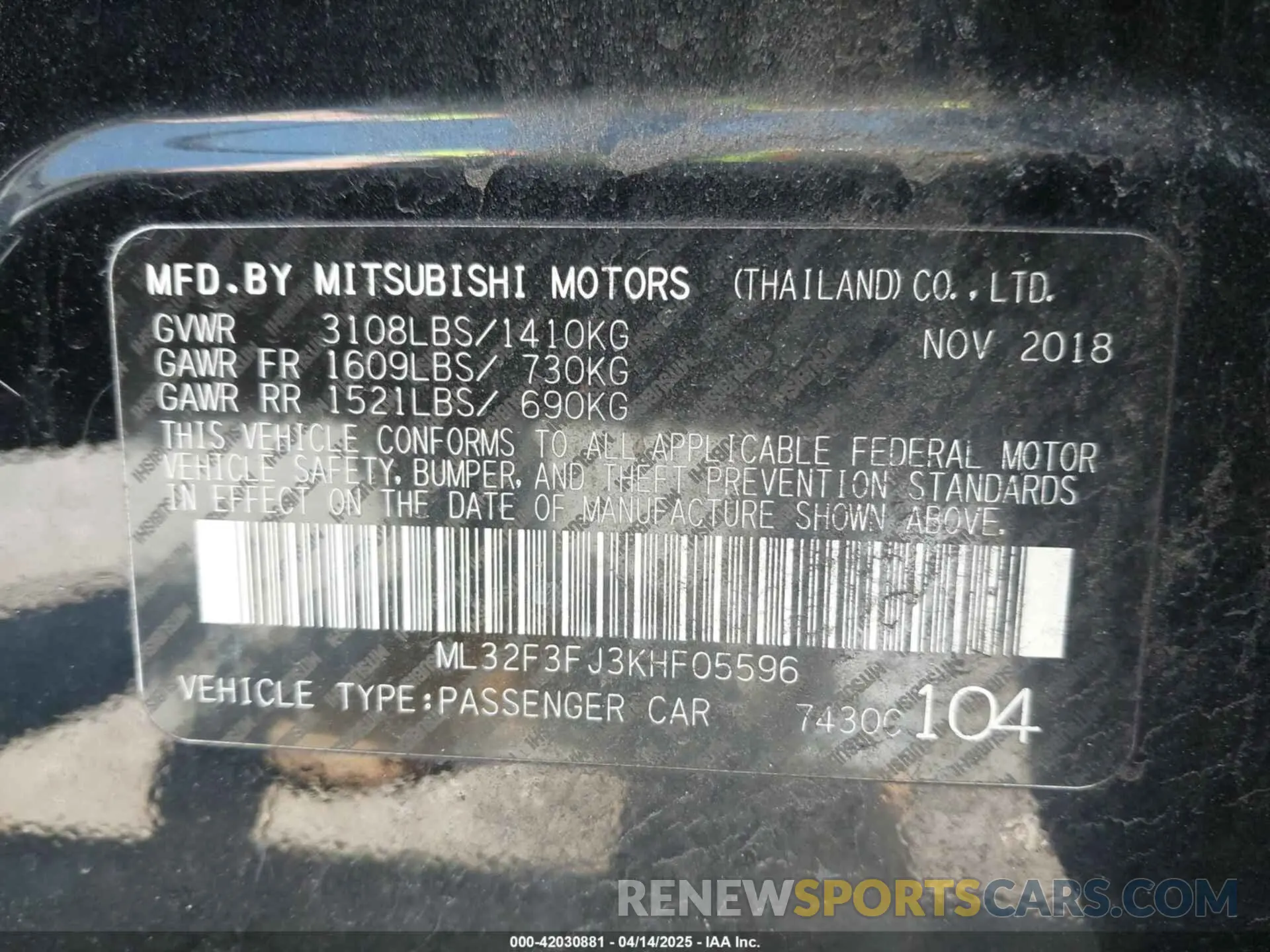 9 Photograph of a damaged car ML32F3FJ3KHF05596 MITSUBISHI MIRAGE G4 2019