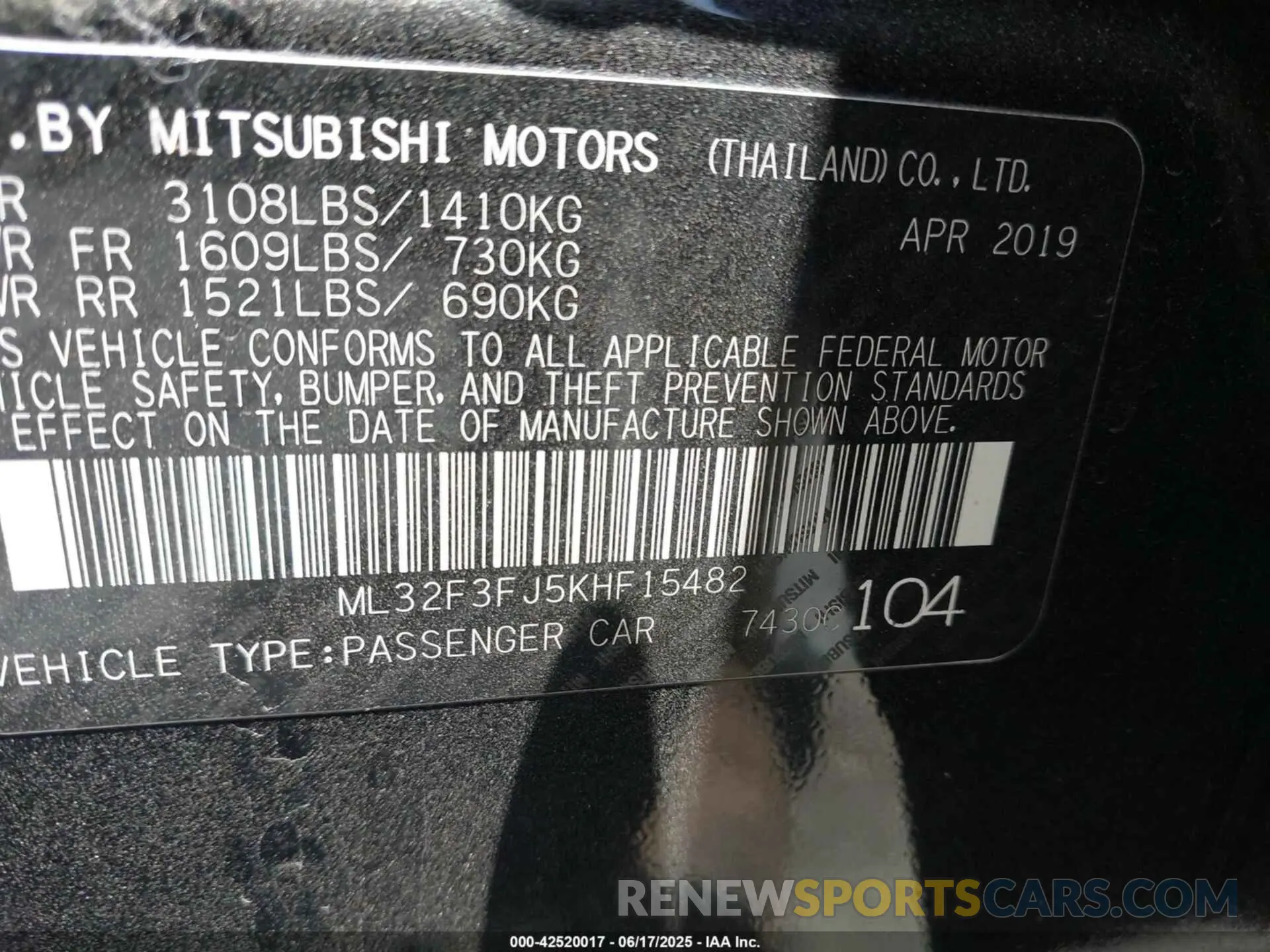 9 Photograph of a damaged car ML32F3FJ5KHF15482 MITSUBISHI MIRAGE G4 2019