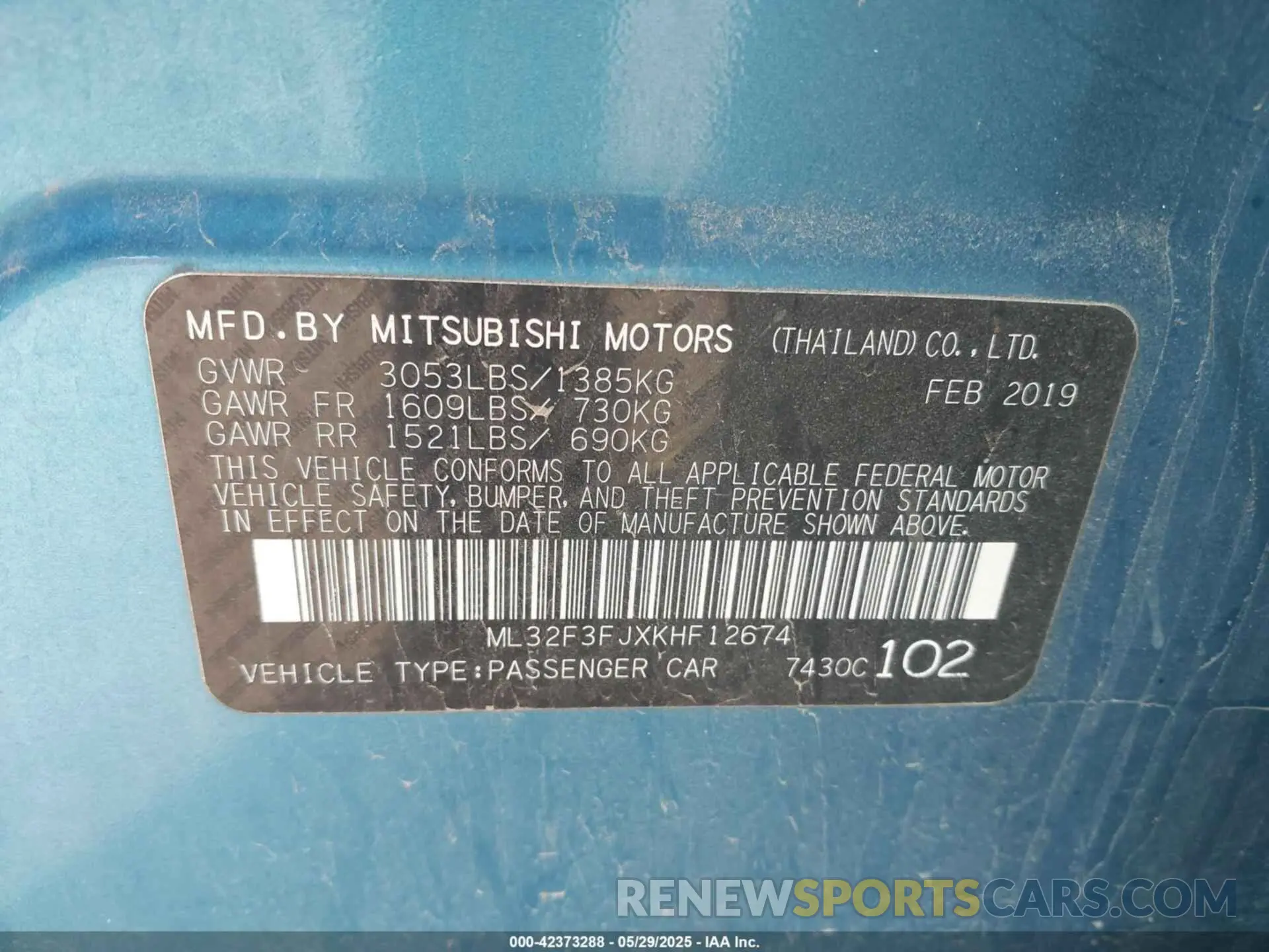9 Photograph of a damaged car ML32F3FJXKHF12674 MITSUBISHI MIRAGE G4 2019